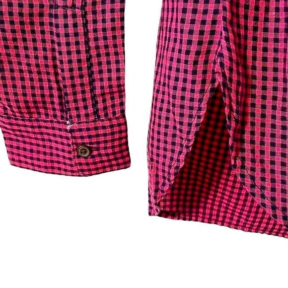 Old Navy pink and black check button up shirt size S - Picture 8 of 12